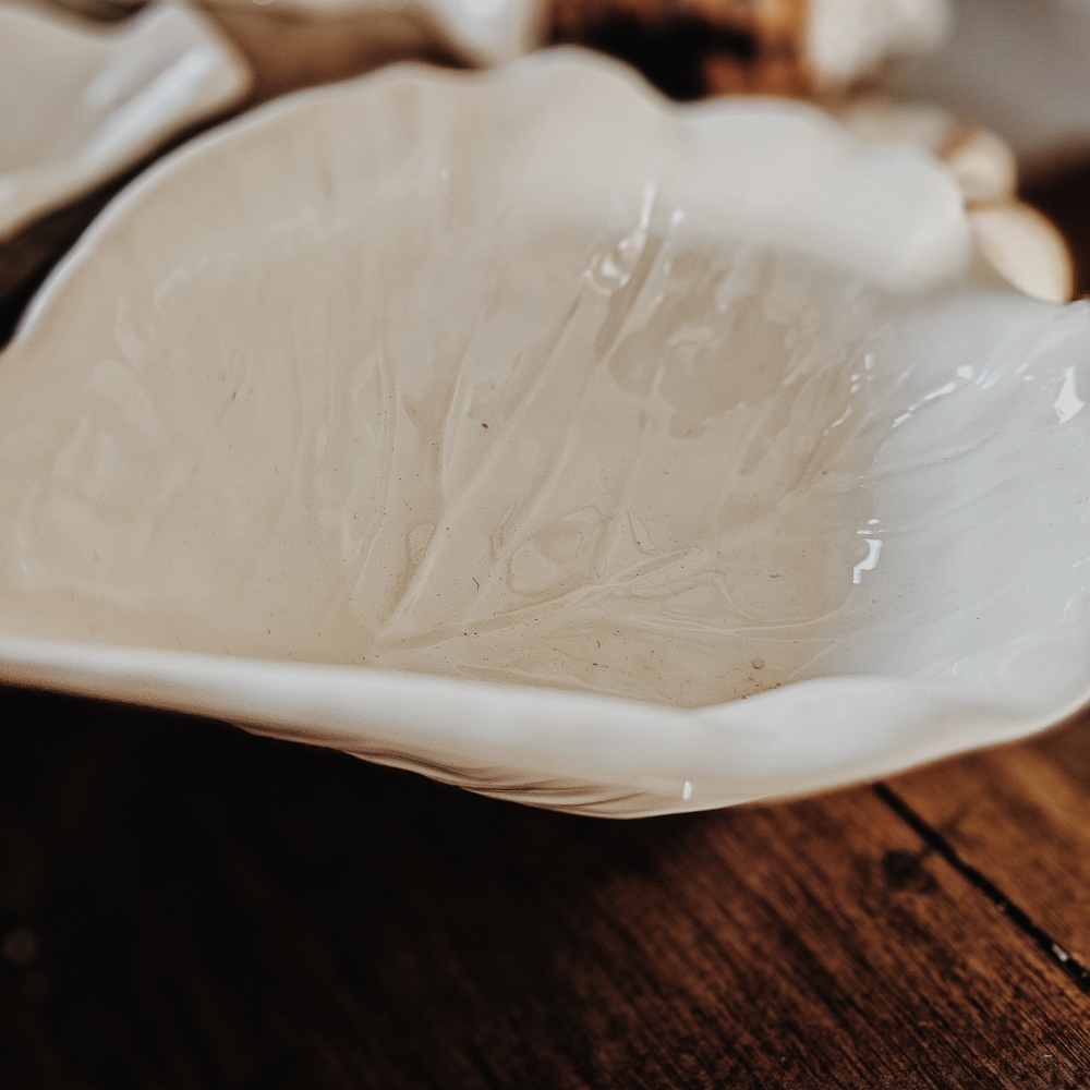 Vintage Handmade Set Of White Cabbage Ceramic Bowls - Picture 6 of 6